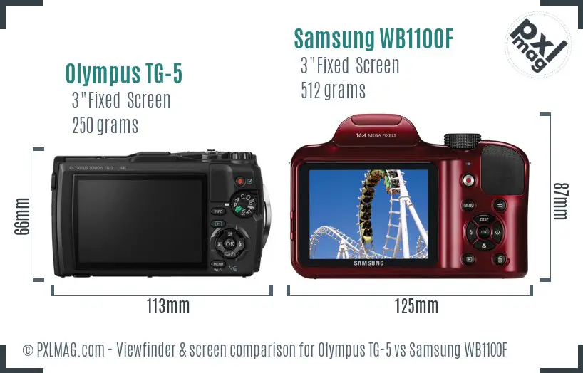 Olympus TG-5 vs Samsung WB1100F Screen and Viewfinder comparison