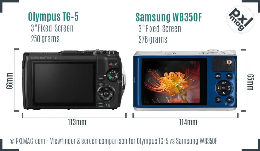 Olympus TG-5 vs Samsung WB350F Screen and Viewfinder comparison