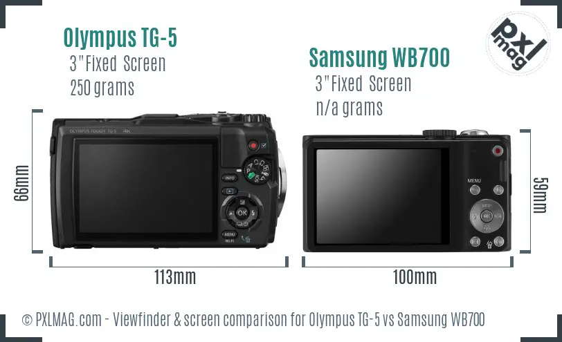 Olympus TG-5 vs Samsung WB700 Screen and Viewfinder comparison Olympus TG-5 vs Samsung WB700 Screen and Viewfinder comparison