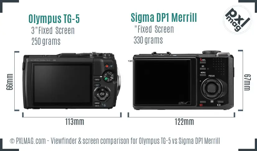 Olympus TG-5 vs Sigma DP1 Merrill Screen and Viewfinder comparison
