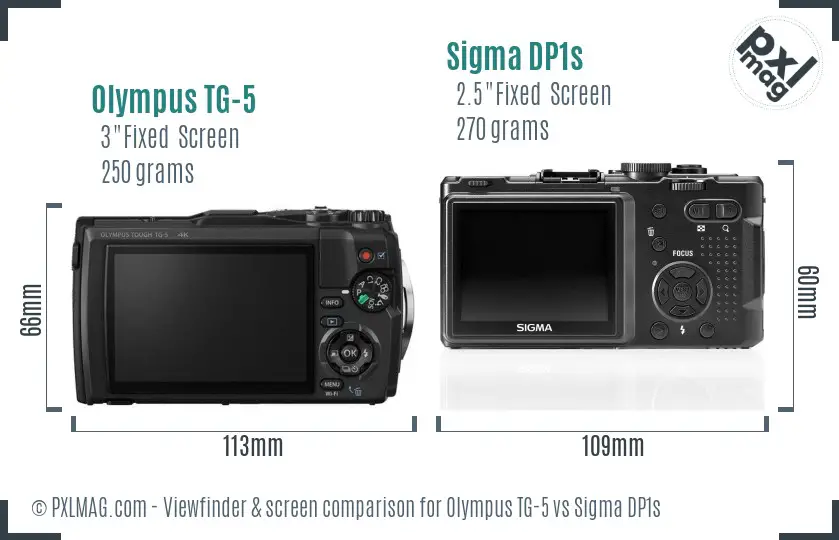 Olympus TG-5 vs Sigma DP1s Screen and Viewfinder comparison