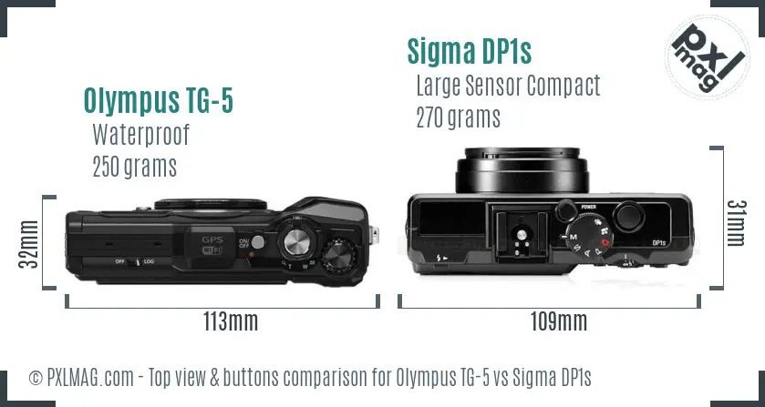 Olympus TG-5 vs Sigma DP1s top view buttons comparison