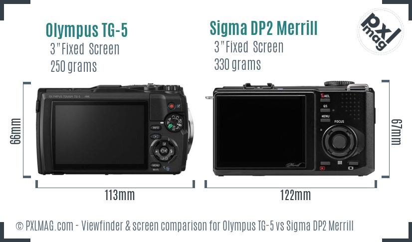 Olympus TG-5 vs Sigma DP2 Merrill Screen and Viewfinder comparison