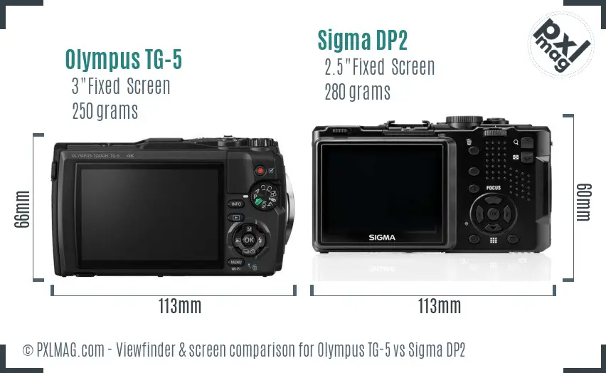 Olympus TG-5 vs Sigma DP2 Screen and Viewfinder comparison Olympus TG-5 vs Sigma DP2 Screen and Viewfinder comparison