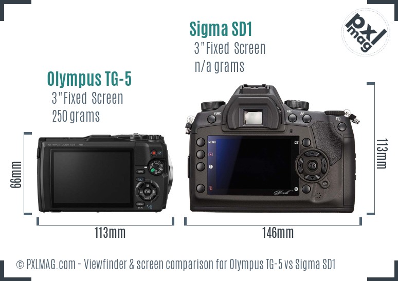 Olympus TG-5 vs Sigma SD1 Screen and Viewfinder comparison