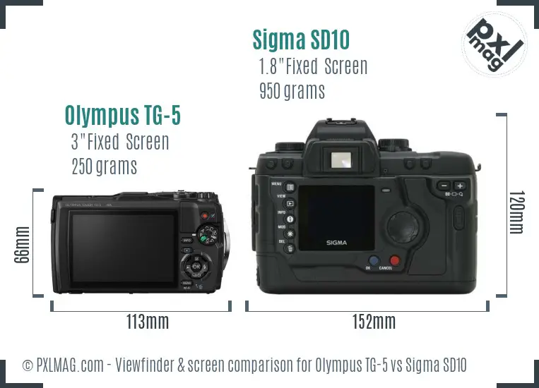 Olympus TG-5 vs Sigma SD10 Screen and Viewfinder comparison Olympus TG-5 vs Sigma SD10 Screen and Viewfinder comparison