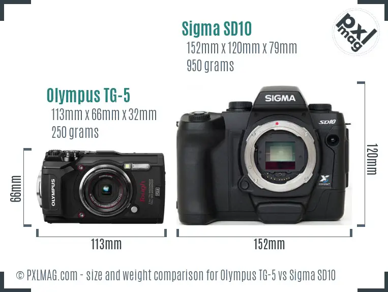 Olympus TG-5 vs Sigma SD10 size comparison Olympus TG-5 vs Sigma SD10 size comparison