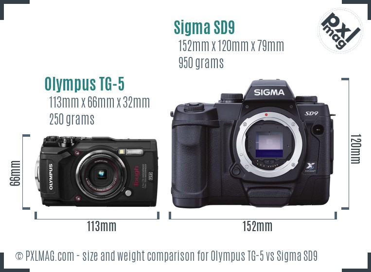 Olympus TG-5 vs Sigma SD9 size comparison Olympus TG-5 vs Sigma SD9 size comparison