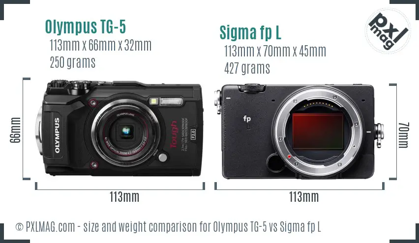 Olympus TG-5 vs Sigma fp L size comparison Olympus TG-5 vs Sigma fp L size comparison