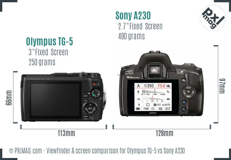 Olympus TG-5 vs Sony A230 Screen and Viewfinder comparison
