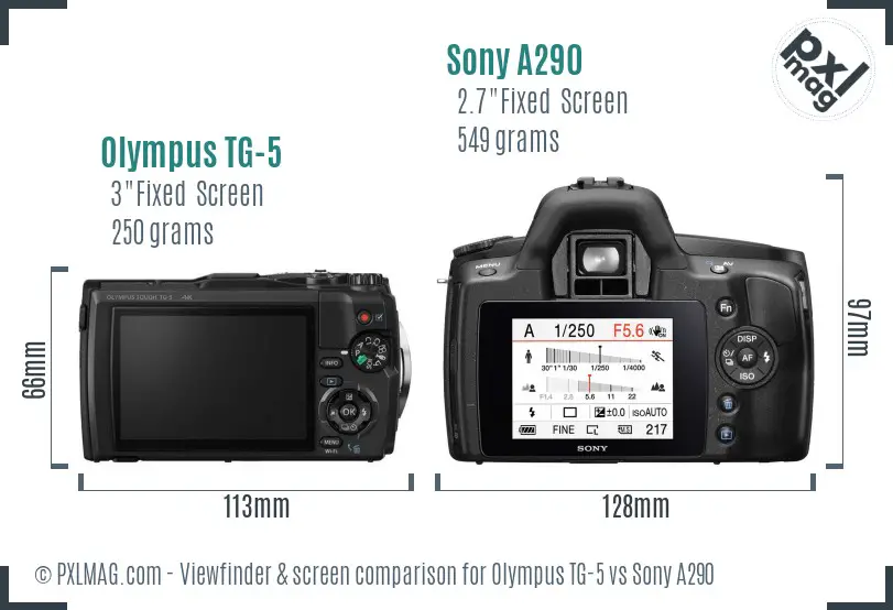 Olympus TG-5 vs Sony A290 Screen and Viewfinder comparison