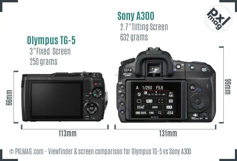 Olympus TG-5 vs Sony A300 Screen and Viewfinder comparison
