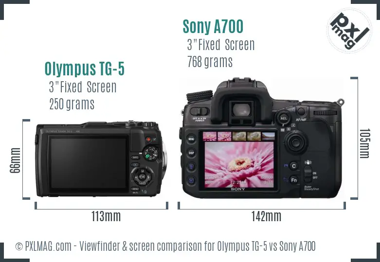 Olympus TG-5 vs Sony A700 Screen and Viewfinder comparison