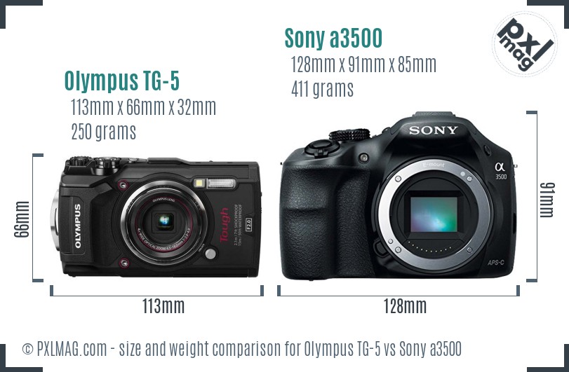 Olympus TG-5 vs Sony a3500 size comparison Olympus TG-5 vs Sony a3500 size comparison
