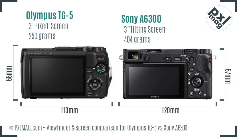 Olympus TG-5 vs Sony A6300 Screen and Viewfinder comparison