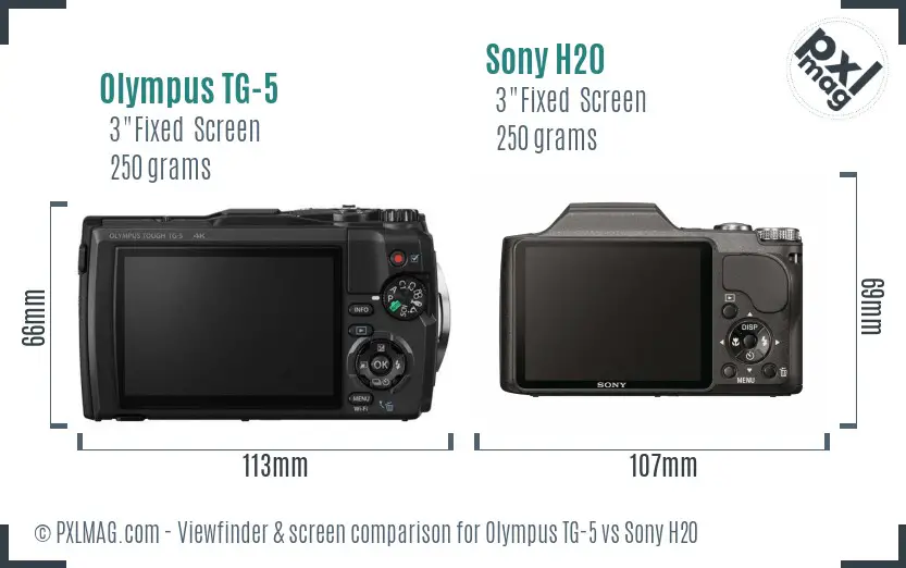 Olympus TG-5 vs Sony H20 Screen and Viewfinder comparison