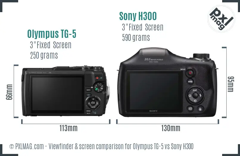 Olympus TG-5 vs Sony H300 Screen and Viewfinder comparison