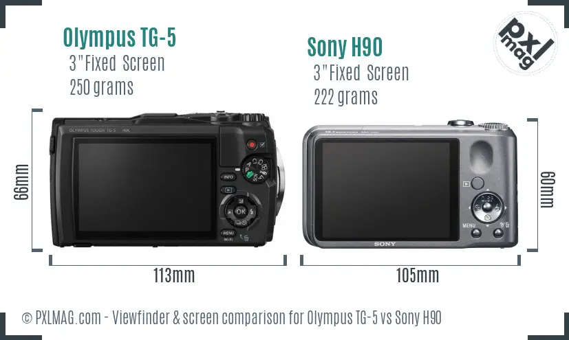 Olympus TG-5 vs Sony H90 Screen and Viewfinder comparison
