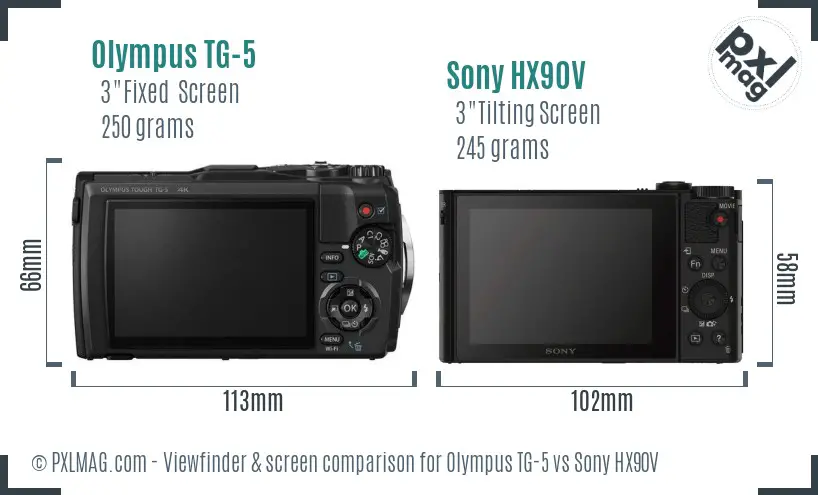 Olympus TG-5 vs Sony HX90V Screen and Viewfinder comparison
