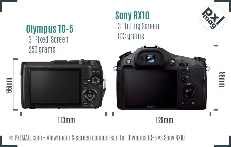 Olympus TG-5 vs Sony RX10 Screen and Viewfinder comparison