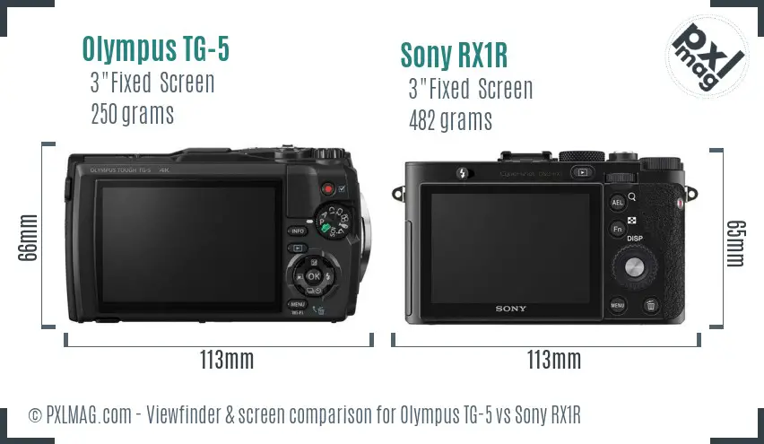 Olympus TG-5 vs Sony RX1R Screen and Viewfinder comparison