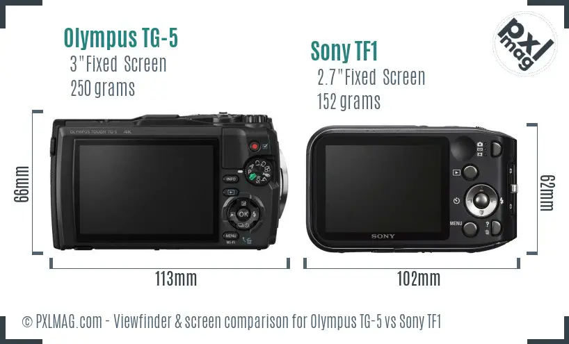 Olympus TG-5 vs Sony TF1 Screen and Viewfinder comparison