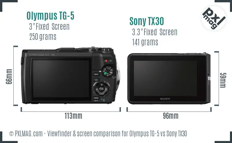 Olympus TG-5 vs Sony TX30 Screen and Viewfinder comparison Olympus TG-5 vs Sony TX30 Screen and Viewfinder comparison