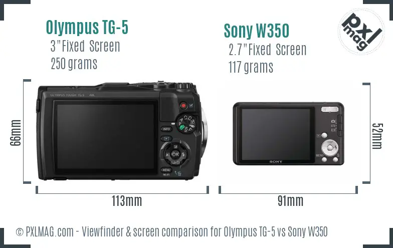 Olympus TG-5 vs Sony W350 Screen and Viewfinder comparison