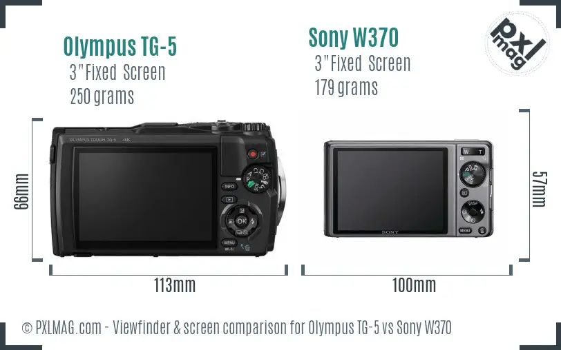 Olympus TG-5 vs Sony W370 Screen and Viewfinder comparison