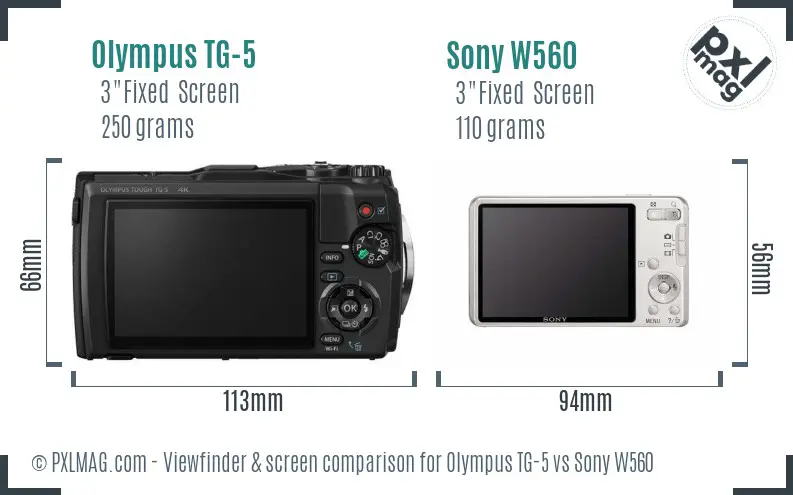 Olympus TG-5 vs Sony W560 Screen and Viewfinder comparison
