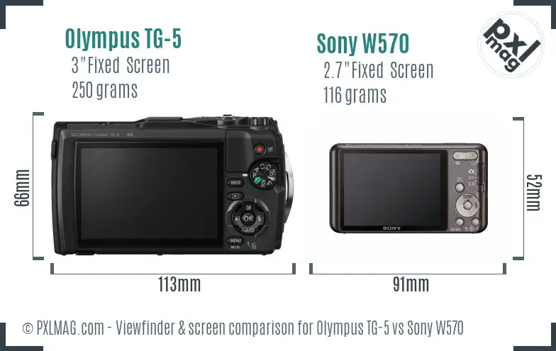 Olympus TG-5 vs Sony W570 Screen and Viewfinder comparison