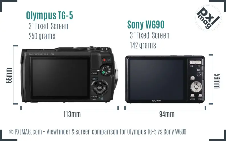 Olympus TG-5 vs Sony W690 Screen and Viewfinder comparison