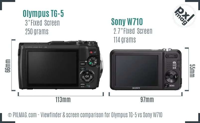 Olympus TG-5 vs Sony W710 Screen and Viewfinder comparison