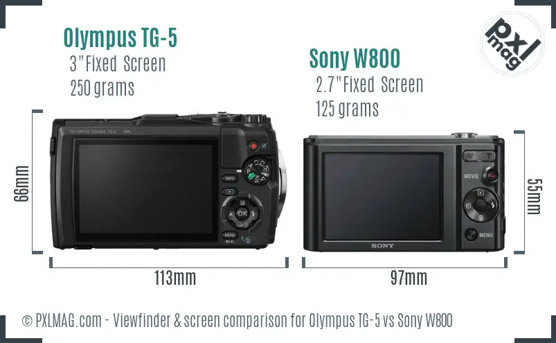 Olympus TG-5 vs Sony W800 Screen and Viewfinder comparison