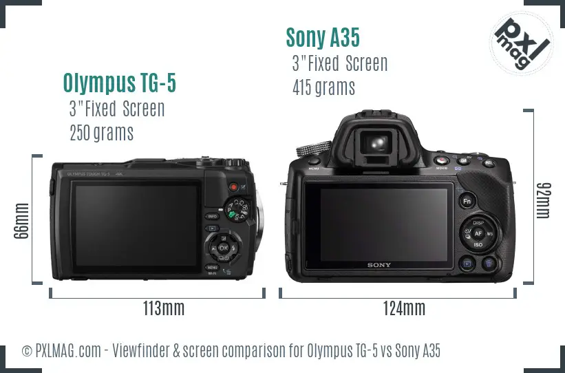 Olympus TG-5 vs Sony A35 Screen and Viewfinder comparison