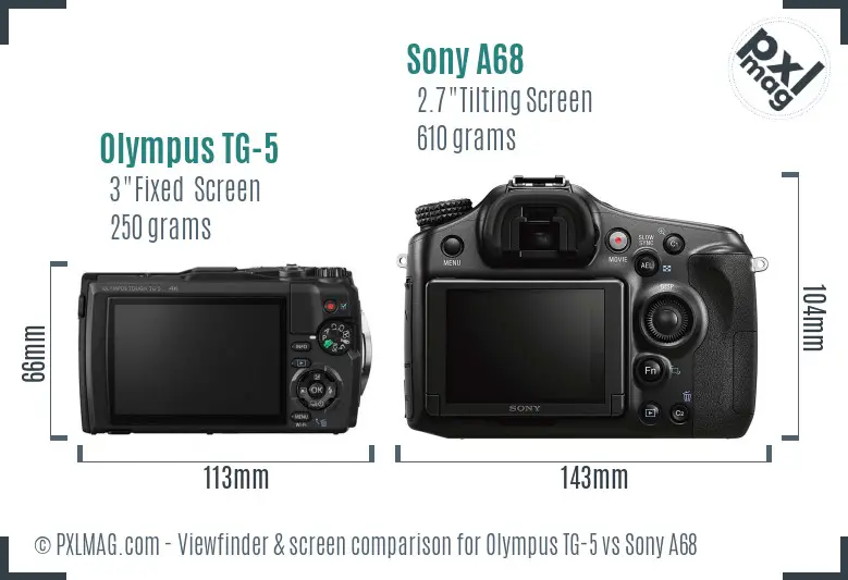Olympus TG-5 vs Sony A68 Screen and Viewfinder comparison