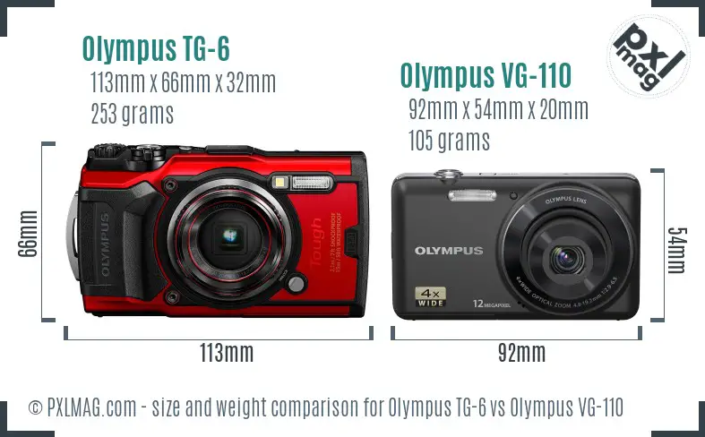 Olympus TG-6 vs Olympus VG-110 size comparison