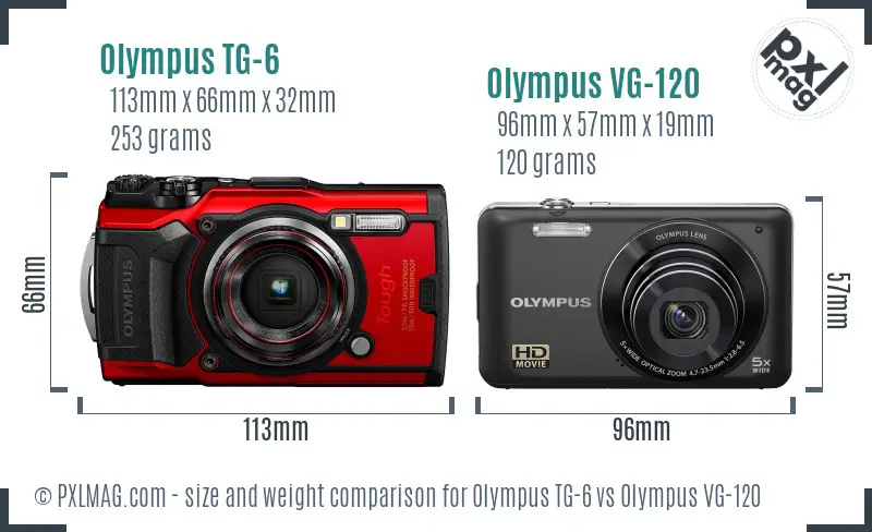 Olympus TG-6 vs Olympus VG-120 size comparison