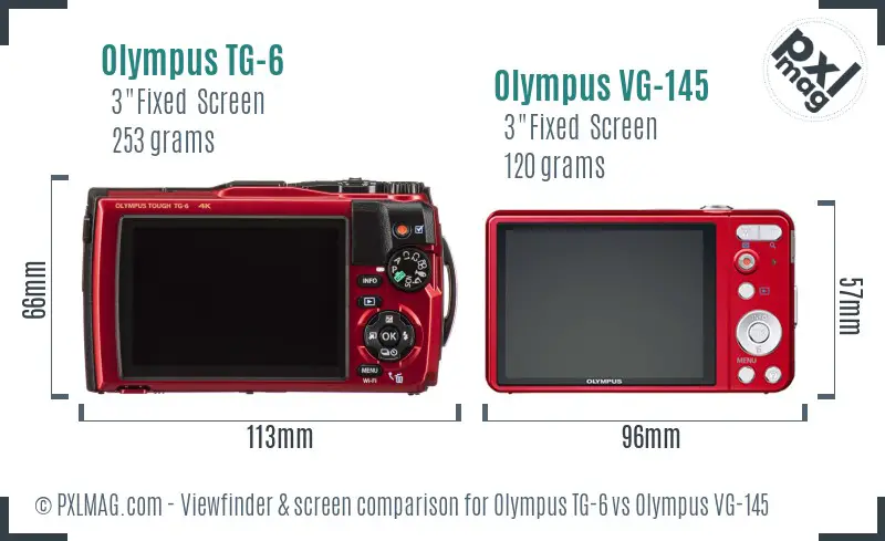 Olympus TG-6 vs Olympus VG-145 Screen and Viewfinder comparison