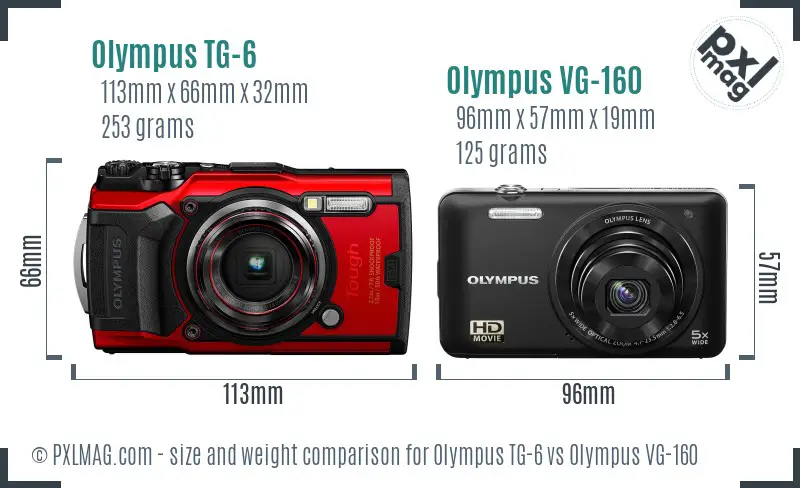 Olympus TG-6 vs Olympus VG-160 size comparison