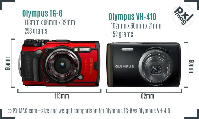 Olympus TG-6 vs Olympus VH-410 size comparison