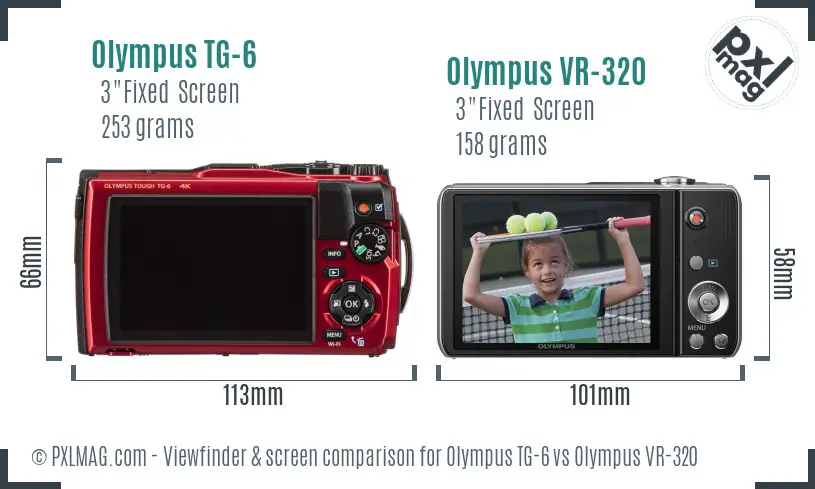 Olympus TG-6 vs Olympus VR-320 Screen and Viewfinder comparison