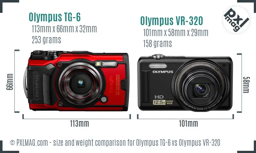 Olympus TG-6 vs Olympus VR-320 size comparison