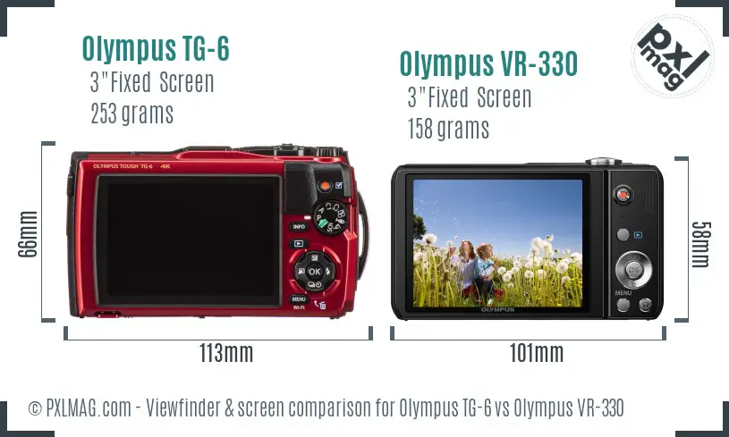 Olympus TG-6 vs Olympus VR-330 Screen and Viewfinder comparison