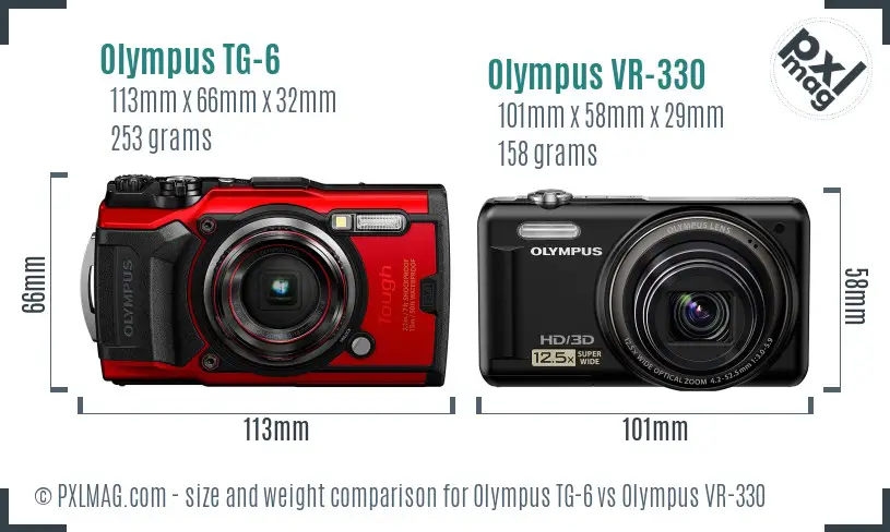 Olympus TG-6 vs Olympus VR-330 size comparison