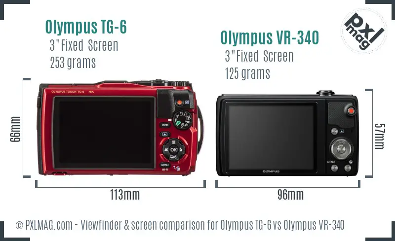 Olympus TG-6 vs Olympus VR-340 Screen and Viewfinder comparison