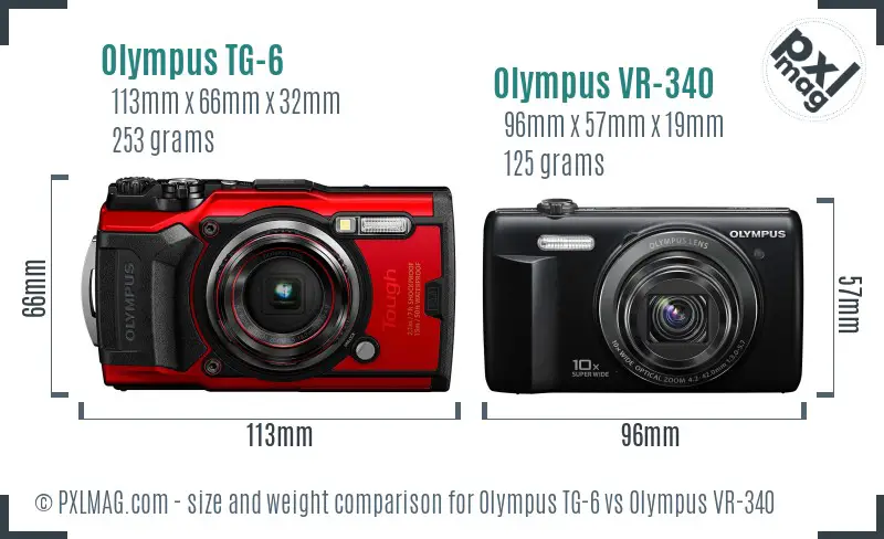 Olympus TG-6 vs Olympus VR-340 size comparison