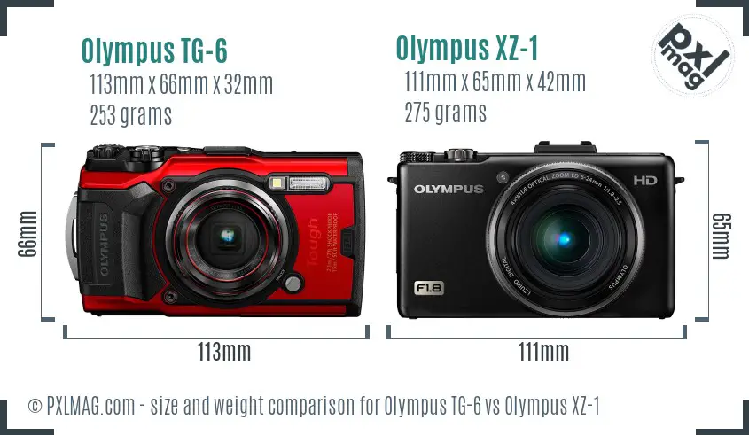 Olympus TG-6 vs Olympus XZ-1 size comparison