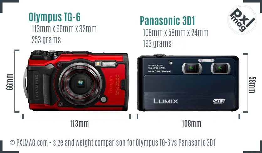 Olympus TG-6 vs Panasonic 3D1 size comparison