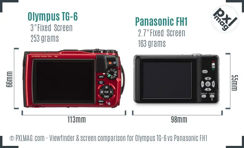 Olympus TG-6 vs Panasonic FH1 Screen and Viewfinder comparison